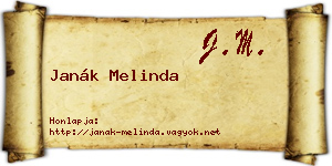 Janák Melinda névjegykártya
